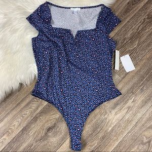 Abound Notch Neck Cap Sleeve Animal Print Bodysuit